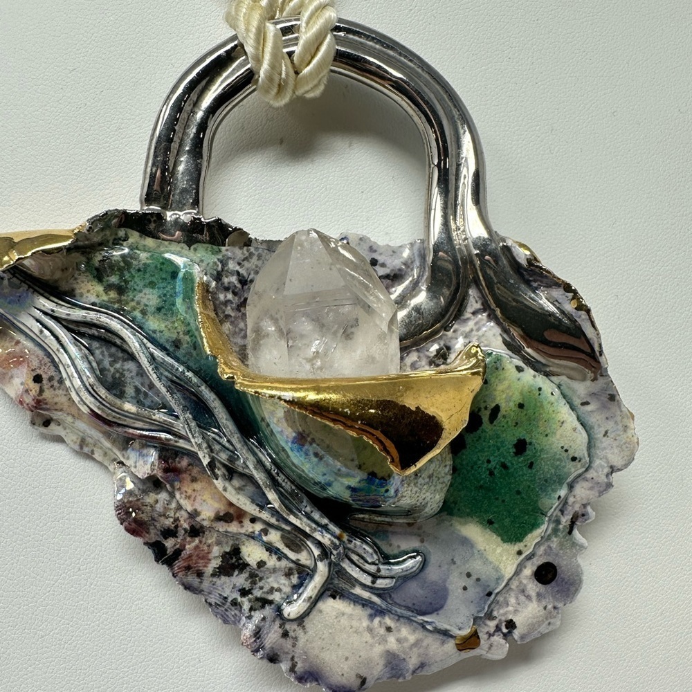 Huge Vintage Amy Lacombe French Handmade Necklace Brooch - Picture 3 of 9